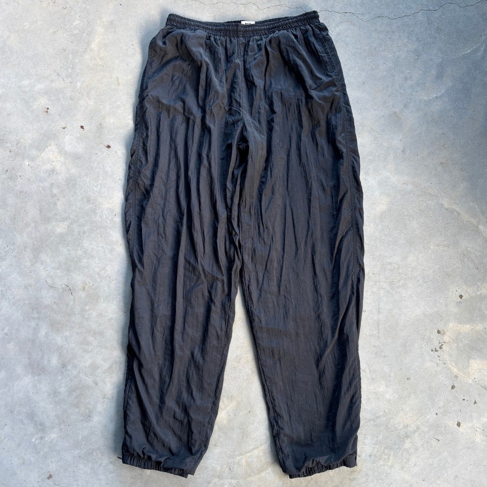 90s Nike Vintage Windbreaker Pants Mens XL Black Crinkle Nylon Lined Track Pants